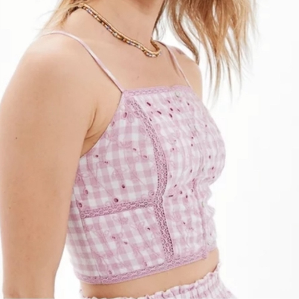 American Eagle NWT square button front gingham cami, XL